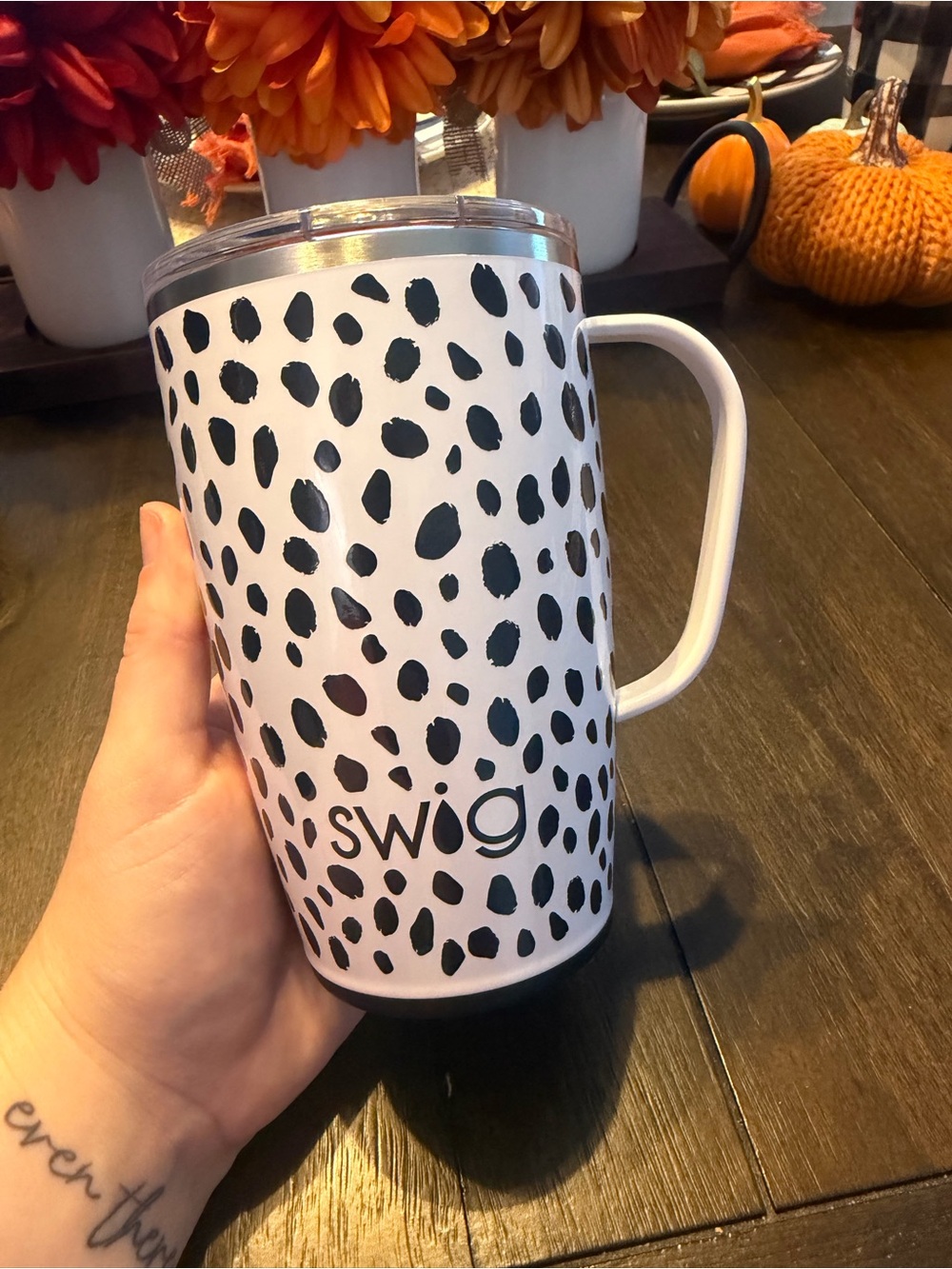 Swig Black & White Spot Insulated Travel Mug with Handle